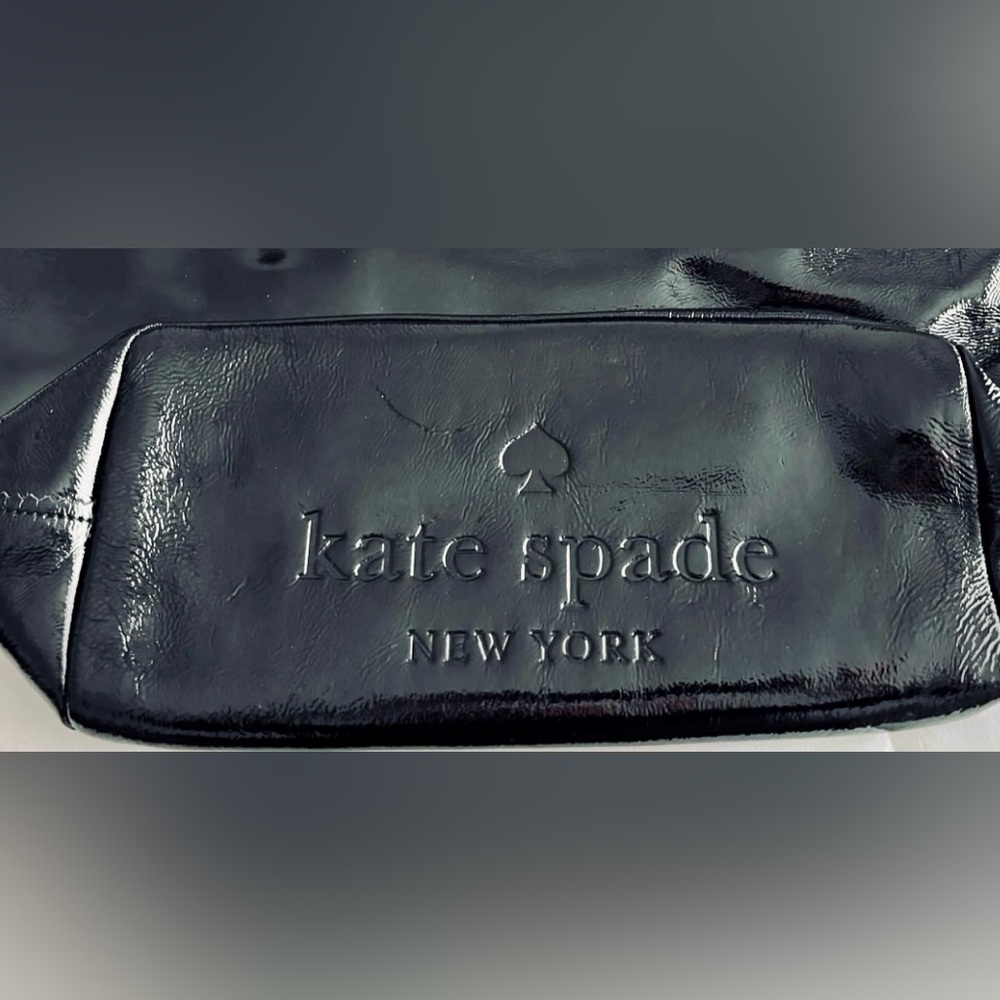 Kate Spade Black Patent Leather Tote Bag, Fully Lined w/3 Interior Pockets - Picture 12 of 12
